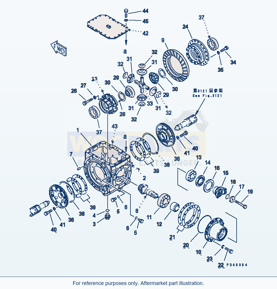 Komatsu WA380-3 Front Differential(#50001-) parts diagram