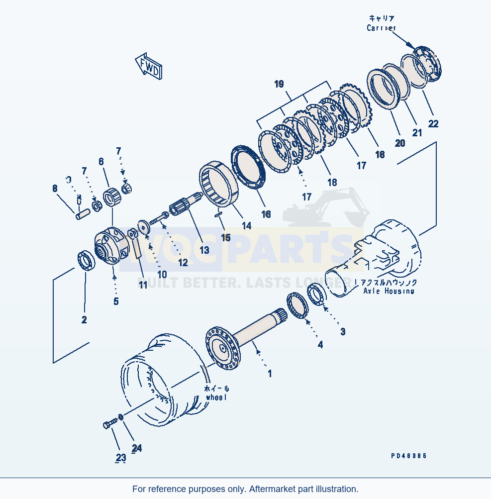 Komatsu WA380-3 Front Wheel Brake And Final Drive(#50001-) parts diagram