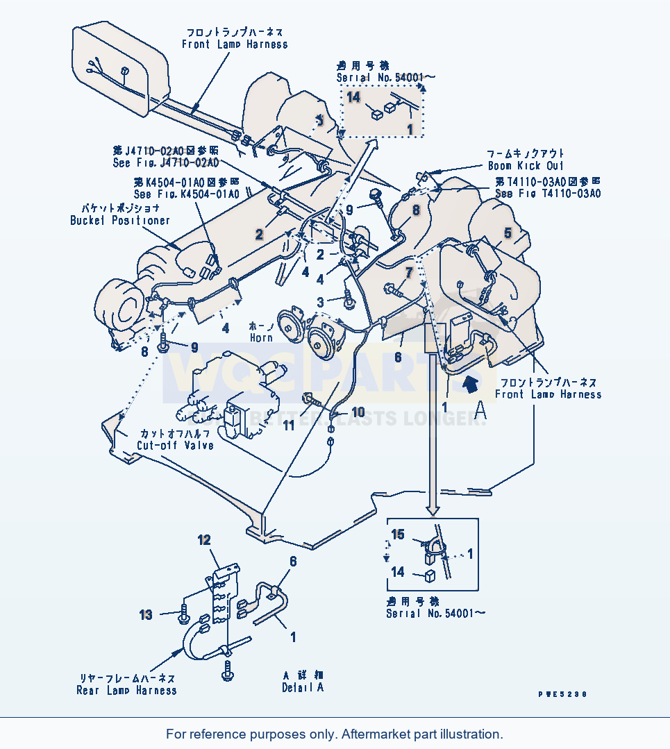 Komatsu WA380-3 Front Harness parts diagram