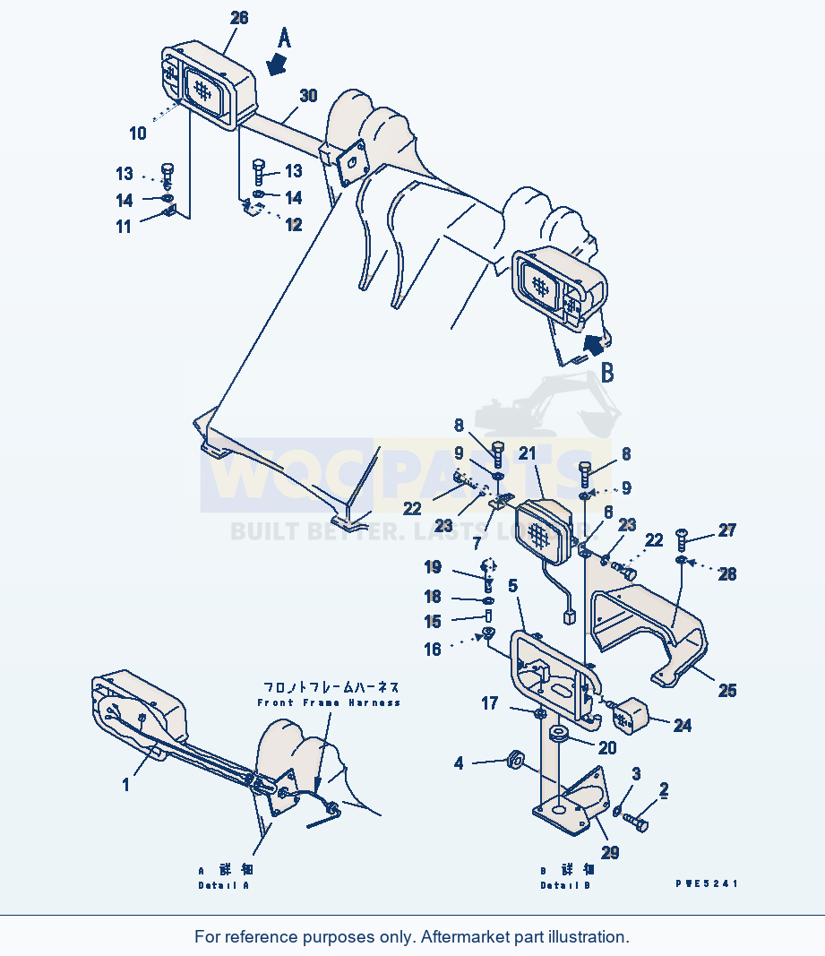 Komatsu WA380-3 Front Light parts diagram