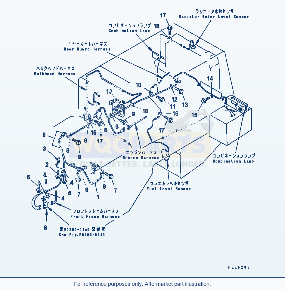 Komatsu WA380-3 Rear Harness (Rear Frame Line) parts diagram