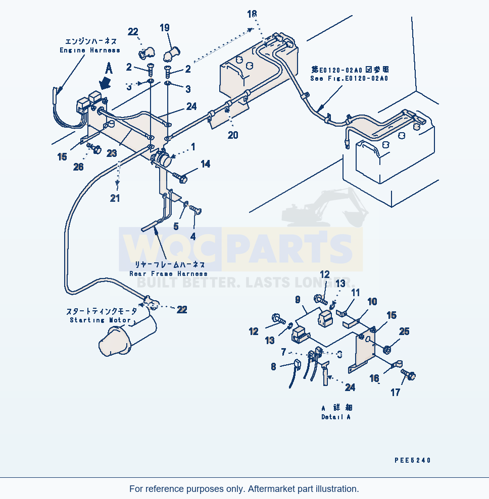 Komatsu WA380-3 Rear Harness (Slow Blow Fuse And Battery Line) parts diagram