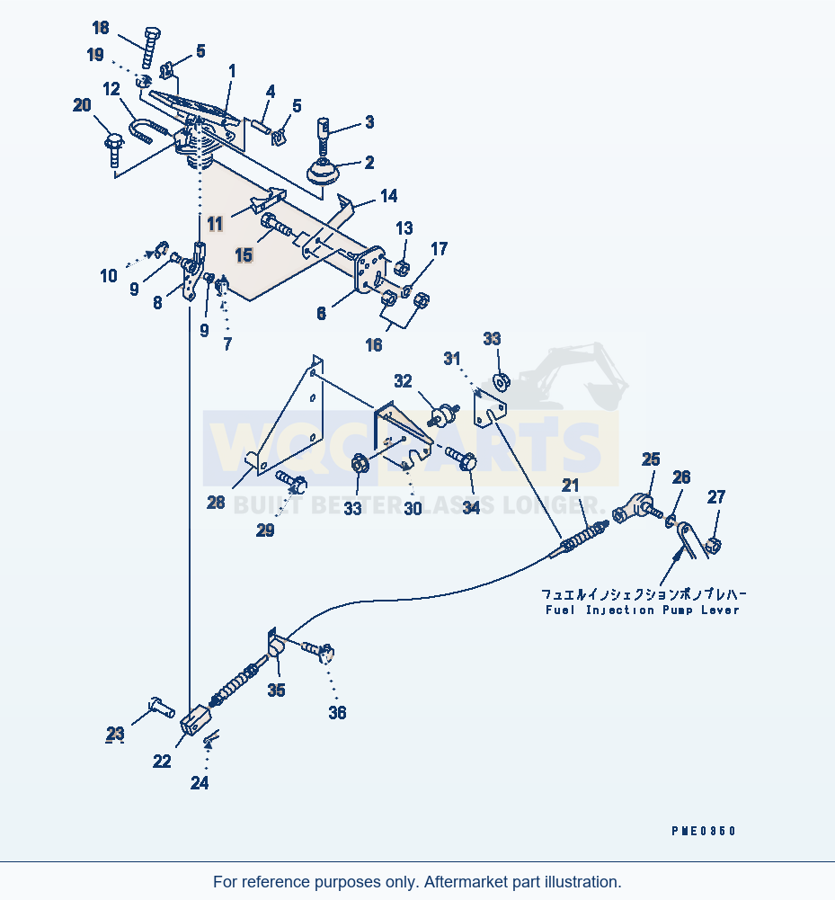 Komatsu WA380-3 Accelerator Pedal And Linkage(#50001-) parts diagram
