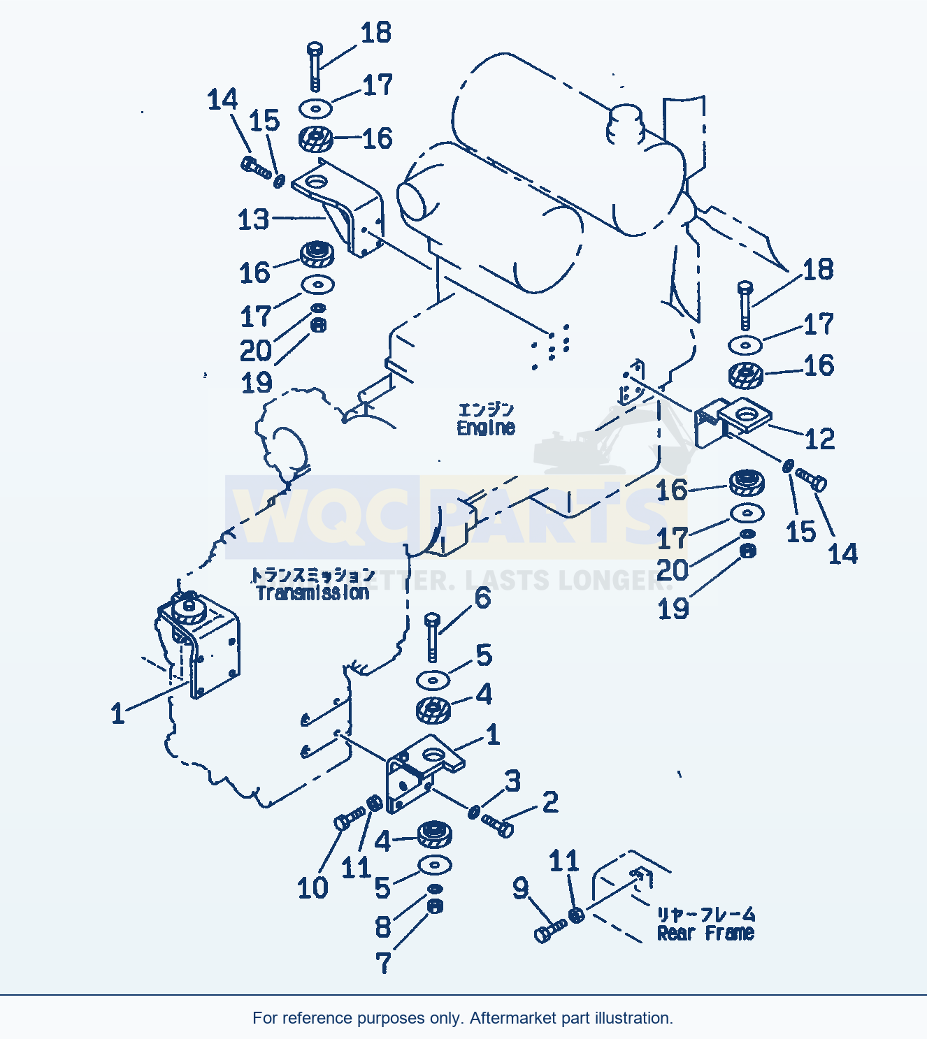 Komatsu WA380-3 Engine Mounting Parts(#50001-) parts diagram