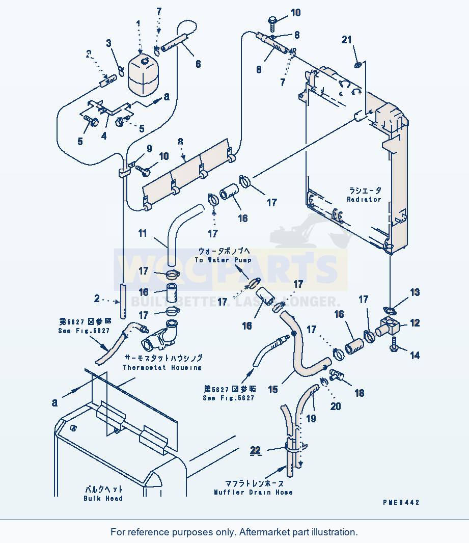 Komatsu WA380-3 Radiator Piping (With Air Conditioner)(#50001-) parts diagram