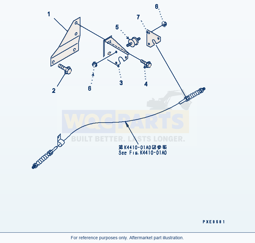 Komatsu WA380-3 Engine Parts (Engine Control Bracket) parts diagram