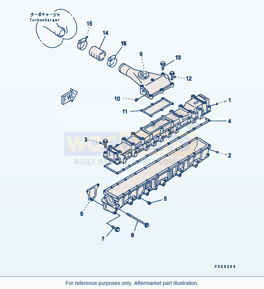 Komatsu WA380-3 Air Intake Manifold(#19433-) Serial 53001-UP parts diagram
