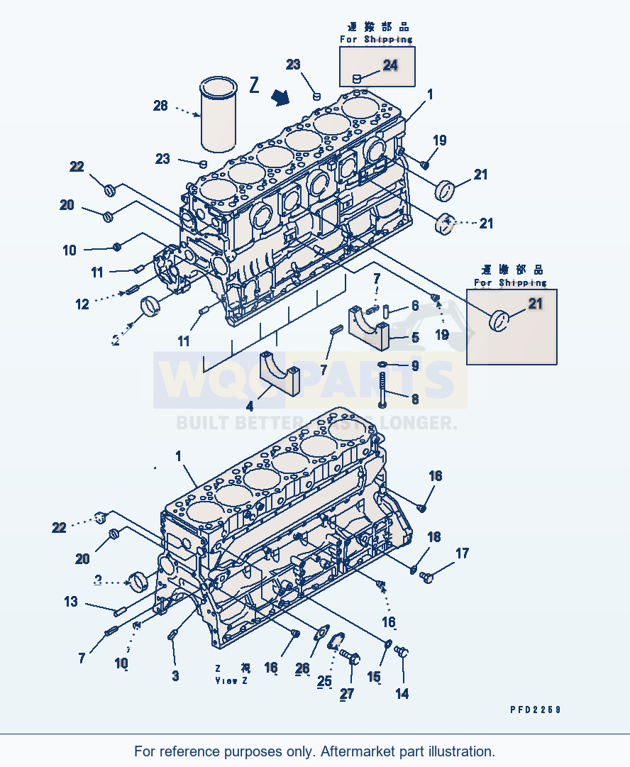 Komatsu WA380-3 Cylinder Block(#20101-) Serial 53001-UP parts diagram