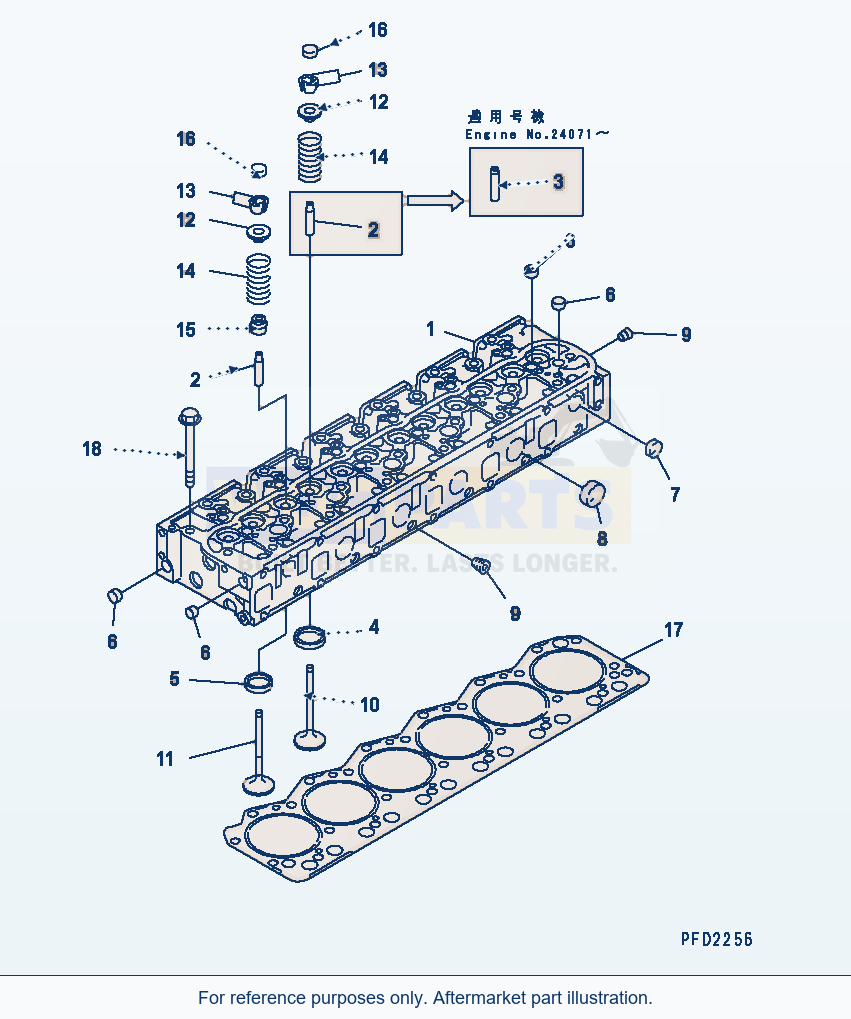 Komatsu WA380-3 Cylinder Head(#15614-) Serial 53001-UP parts diagram