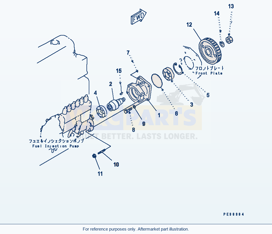 Komatsu WA380-3 Fuel Injection Pump Drive Serial 53001-UP parts diagram