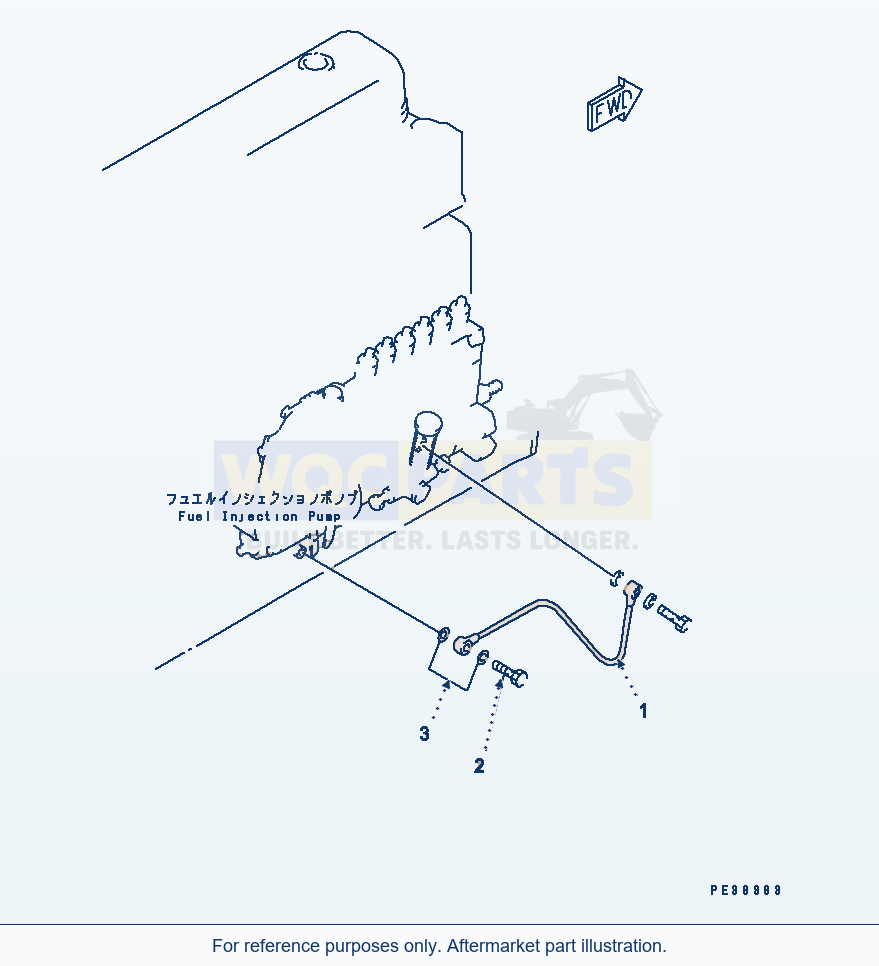 Komatsu WA380-3 Fuel Injection Pump Lubricator Serial 53001-UP parts diagram
