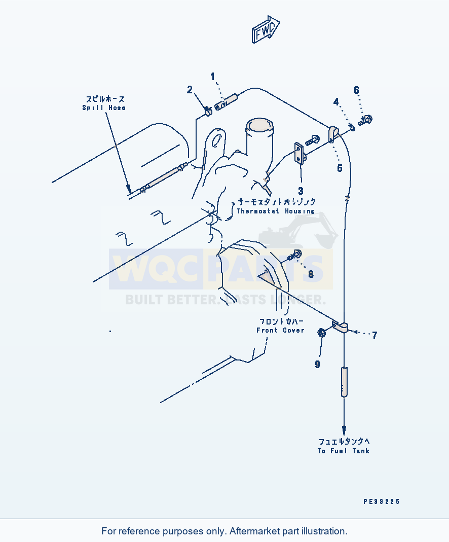 Komatsu WA380-3 Fuel Return(#15614-) Serial 53001-UP parts diagram