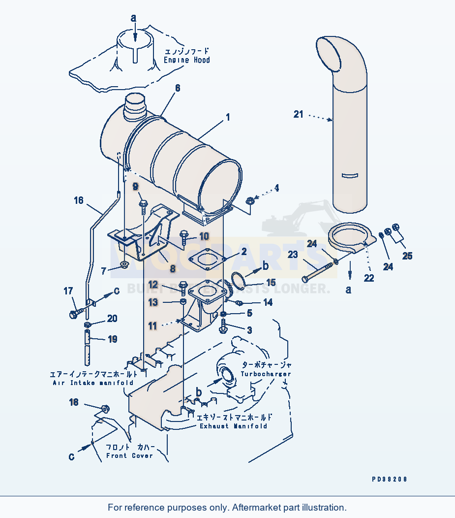Komatsu WA380-3 Muffler(#15882-) Serial 53001-UP parts diagram