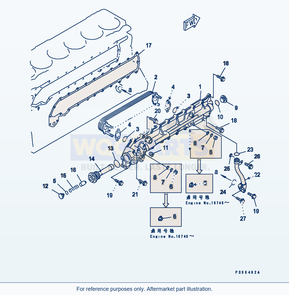 Komatsu WA380-3 Oil Cooler(#15882-) Serial 53001-UP parts diagram