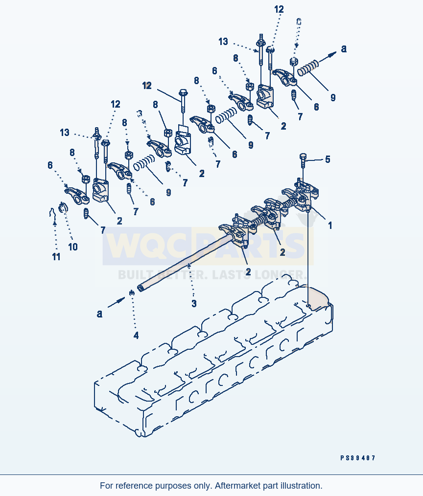 Komatsu WA380-3 Rocker Arm Serial 53001-UP parts diagram