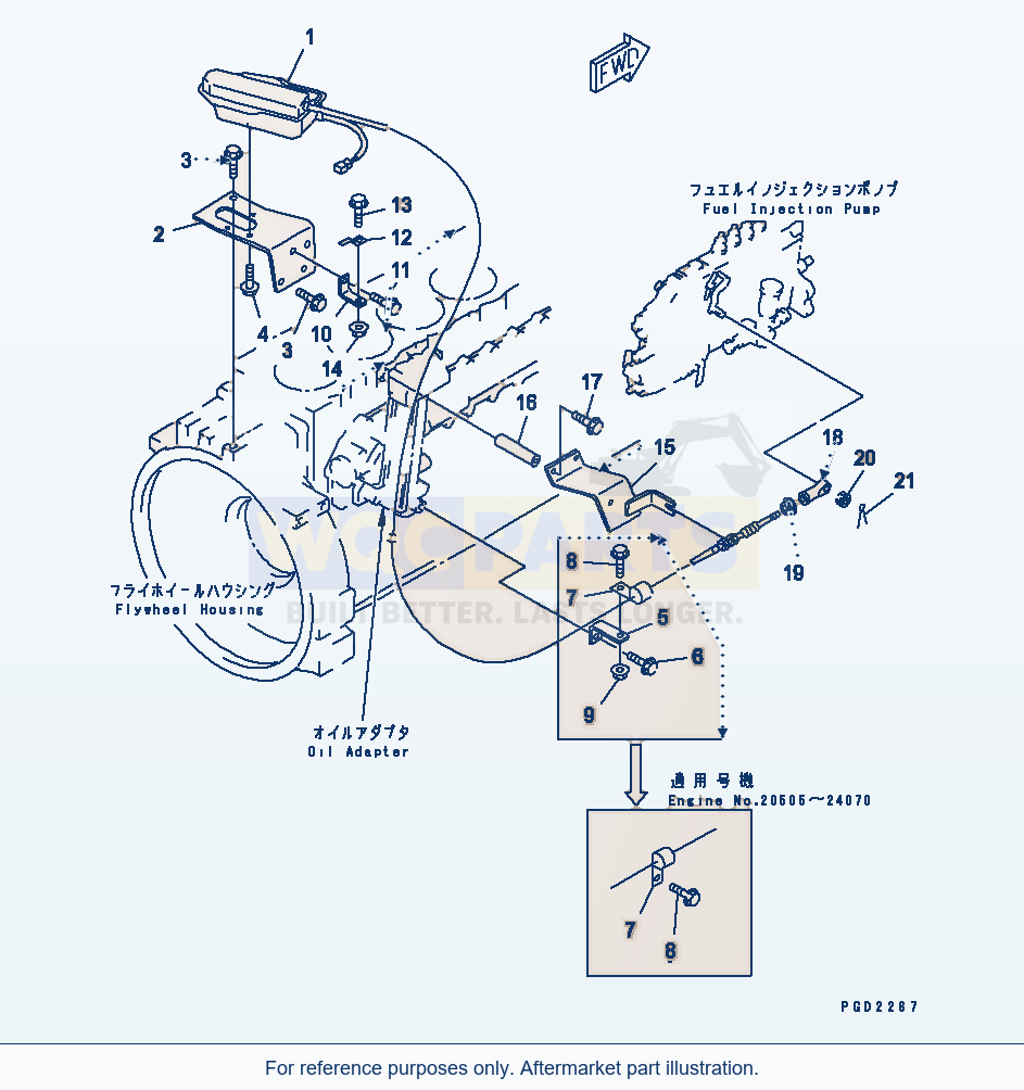 Komatsu WA380-3 Stop Motor(#15614-24070) Serial 53001-UP parts diagram