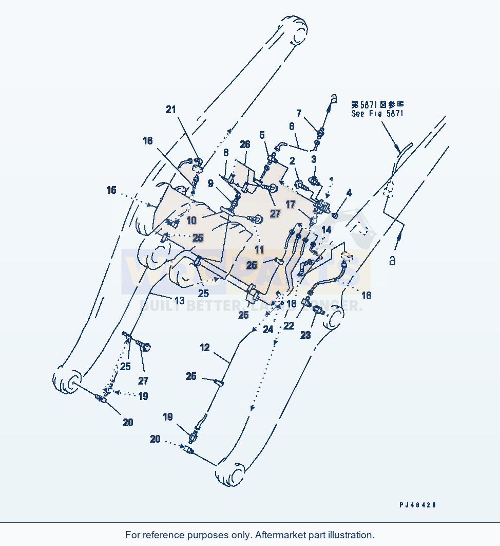 Komatsu WA380-3 Auto Grease System (Lift Arm Line)(#50001-) parts diagram