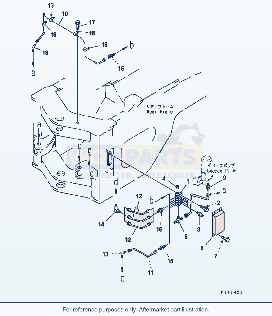 Komatsu WA380-3 Auto Grease System (Rear Frame Line)(#50001-) parts diagram