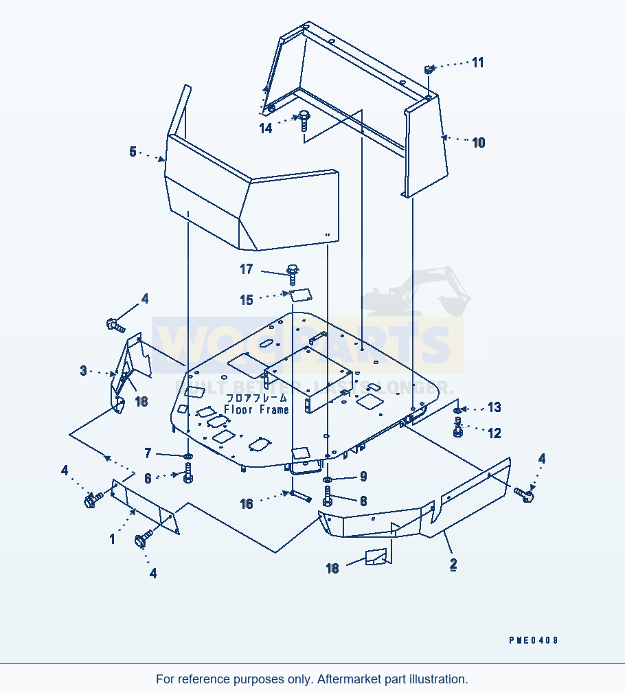 Komatsu WA380-3 Floor Cover And Guard (Without Cab)(#50001-) parts diagram