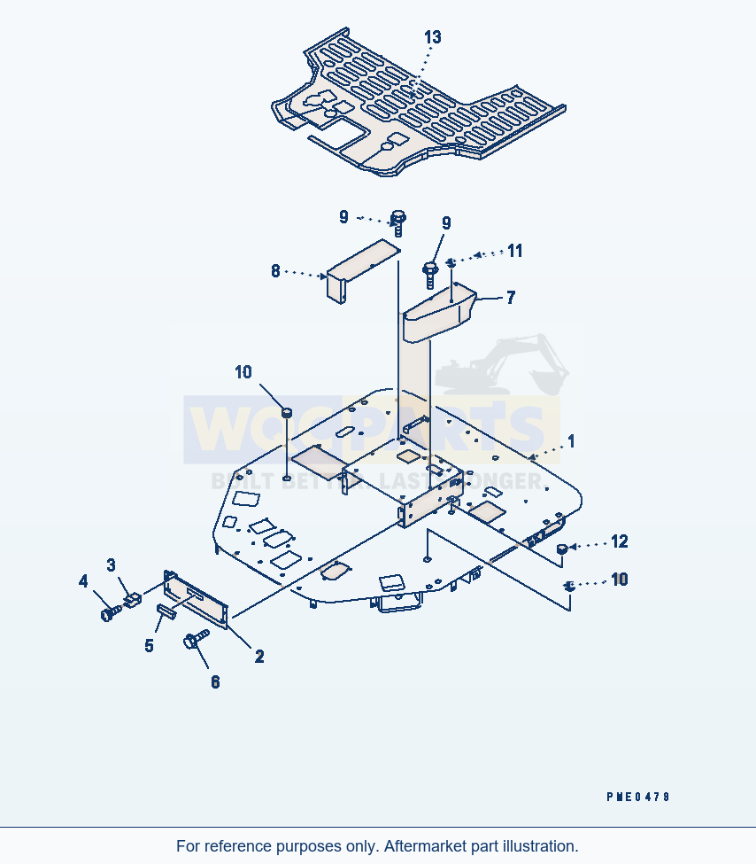 Komatsu WA380-3 Floor Frame (With Air Conditioner)(#50001-) parts diagram