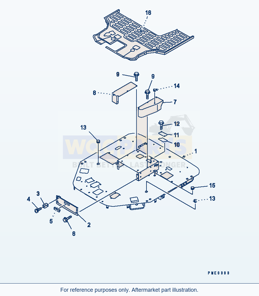 Komatsu WA380-3 Floor Frame (Without Air Conditioner)(#50001-) parts diagram