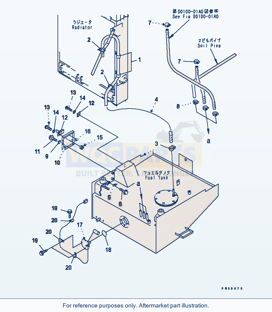 Komatsu WA380-3 Fuel Tank (Cover And Sensor) parts diagram