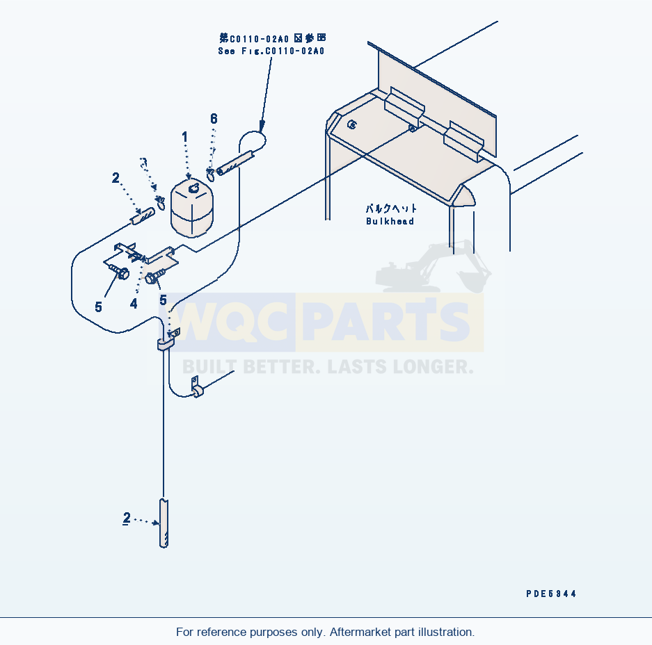 Komatsu WA380-3 Bulkhead (Radiator Reserve Tank) parts diagram