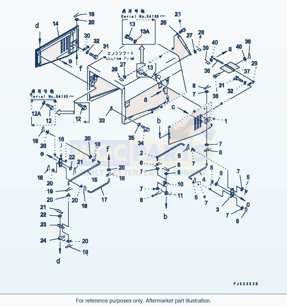 Komatsu WA380-3 Hood Door parts diagram