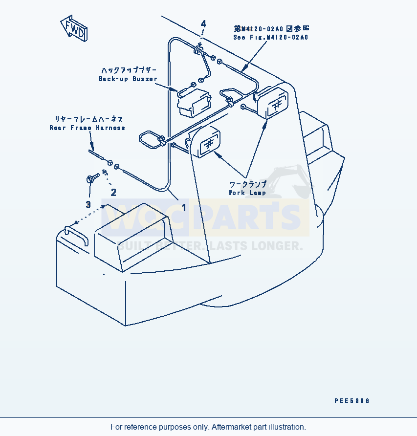Komatsu WA380-3 Hood (Rear Guard Harness) parts diagram