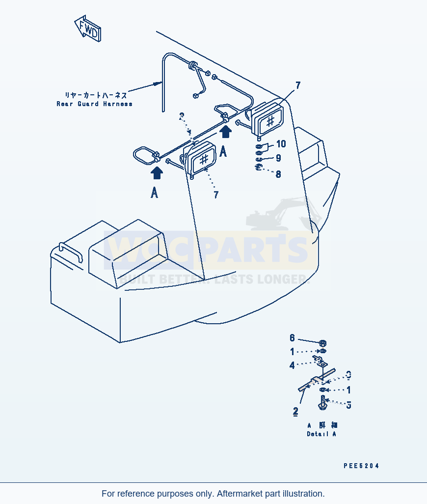 Komatsu WA380-3 Radiator Guard (Rear Work Lamp And Harness) parts diagram