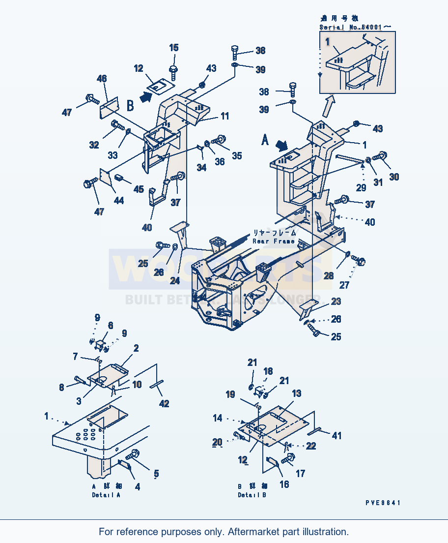 Komatsu WA380-3 Rear Fender And Ladder parts diagram
