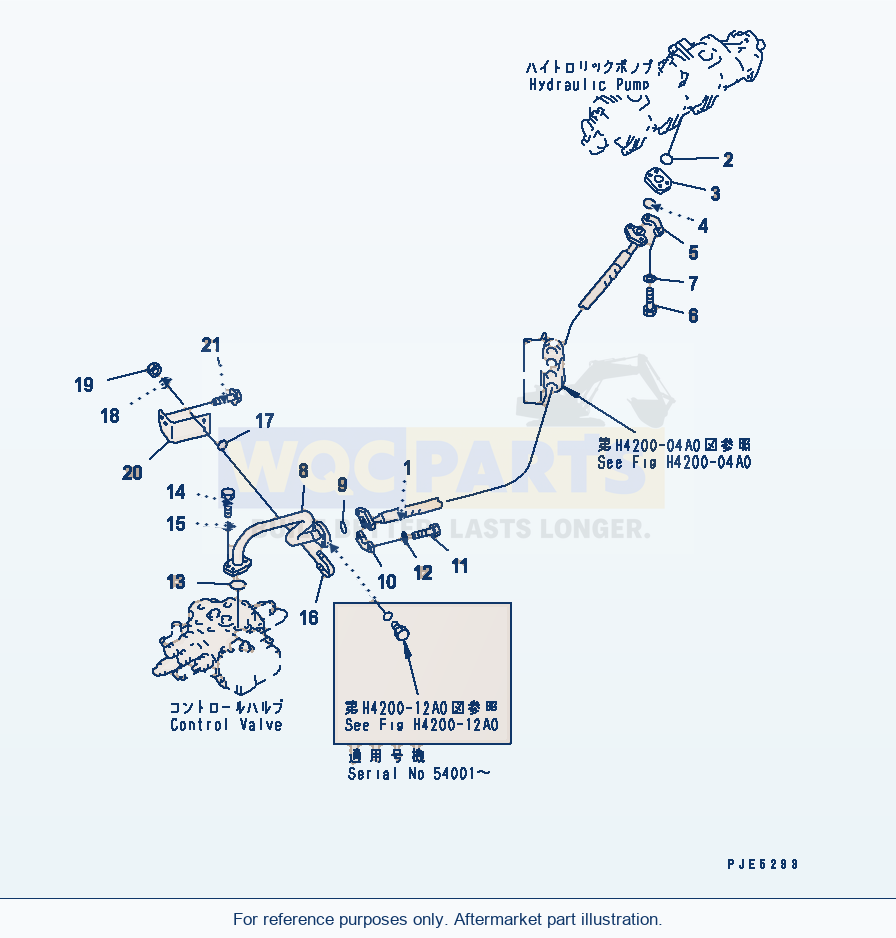 Komatsu WA380-3 Hydraulic Piping (Delivery Line Hose) parts diagram
