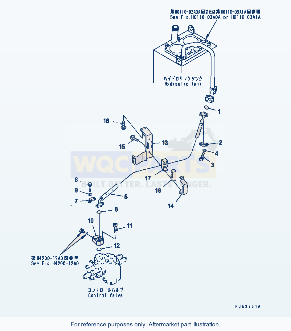 Komatsu WA380-3 Hydraulic Piping (Drain Line Hose)(#54001-) parts diagram