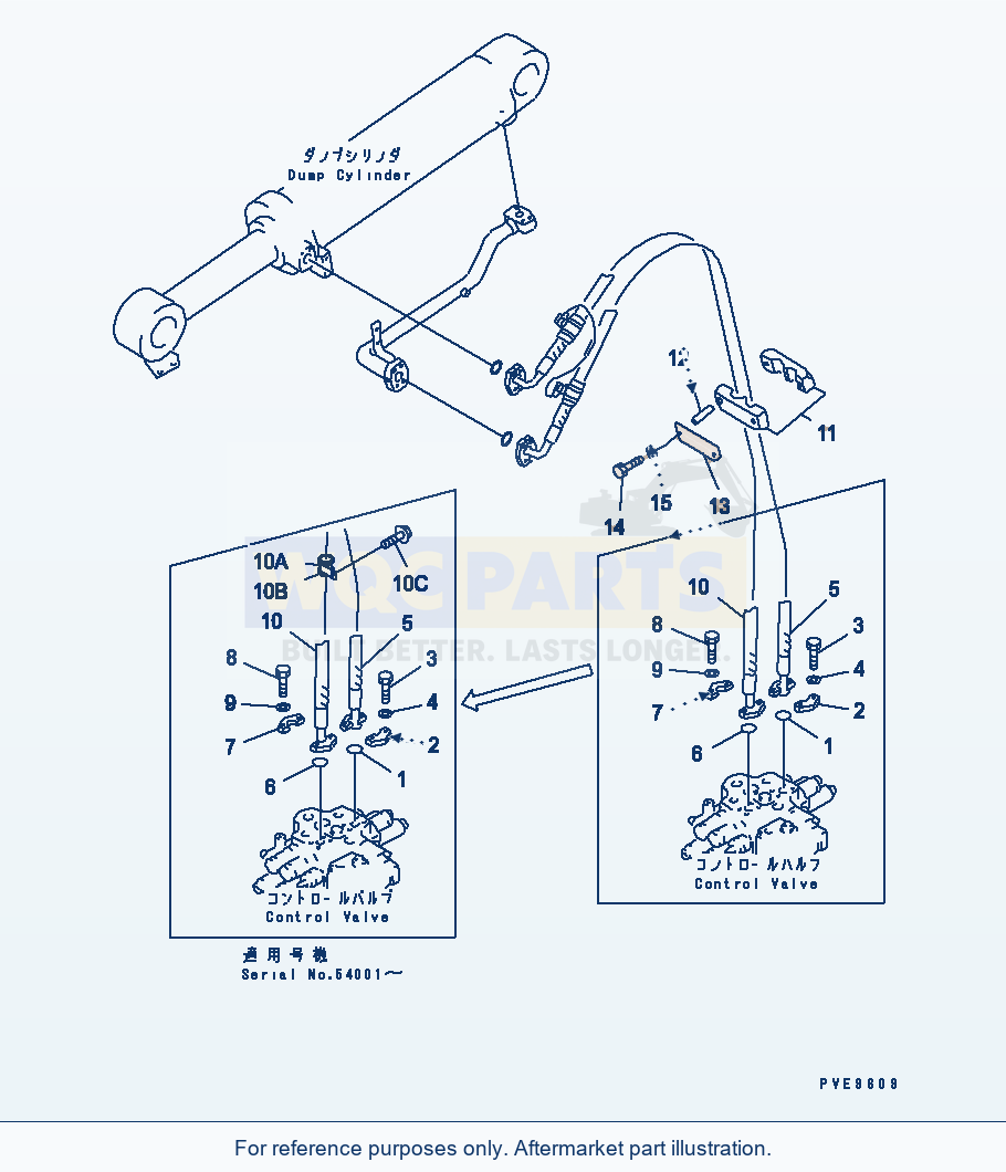 Komatsu WA380-3 Hydraulic Piping (Dump Cylinder Line) parts diagram