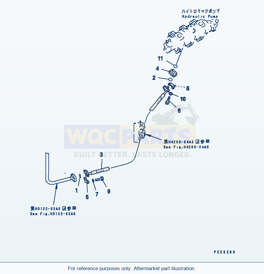 Komatsu WA380-3 Hydraulic Piping (Steering Pump Line Hose) parts diagram