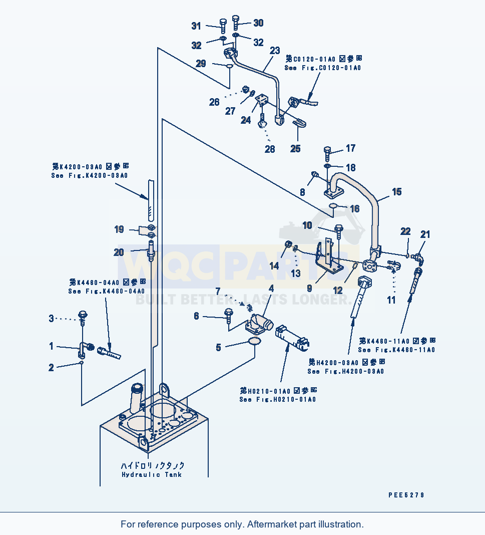 Komatsu WA380-3 Hydraulic Tank (Hydraulic Piping)(#53001-53999) parts diagram