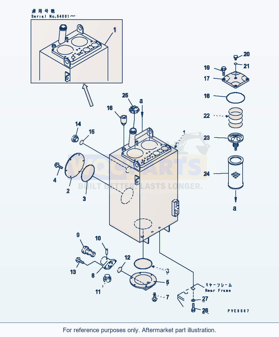 Komatsu WA380-3 Hydraulic Tank (With Emergency Steering) parts diagram