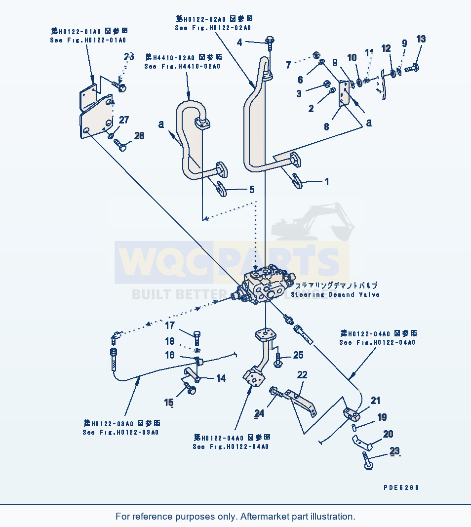 Komatsu WA380-3 Steering Valve (Steering Piping Mounting) parts diagram