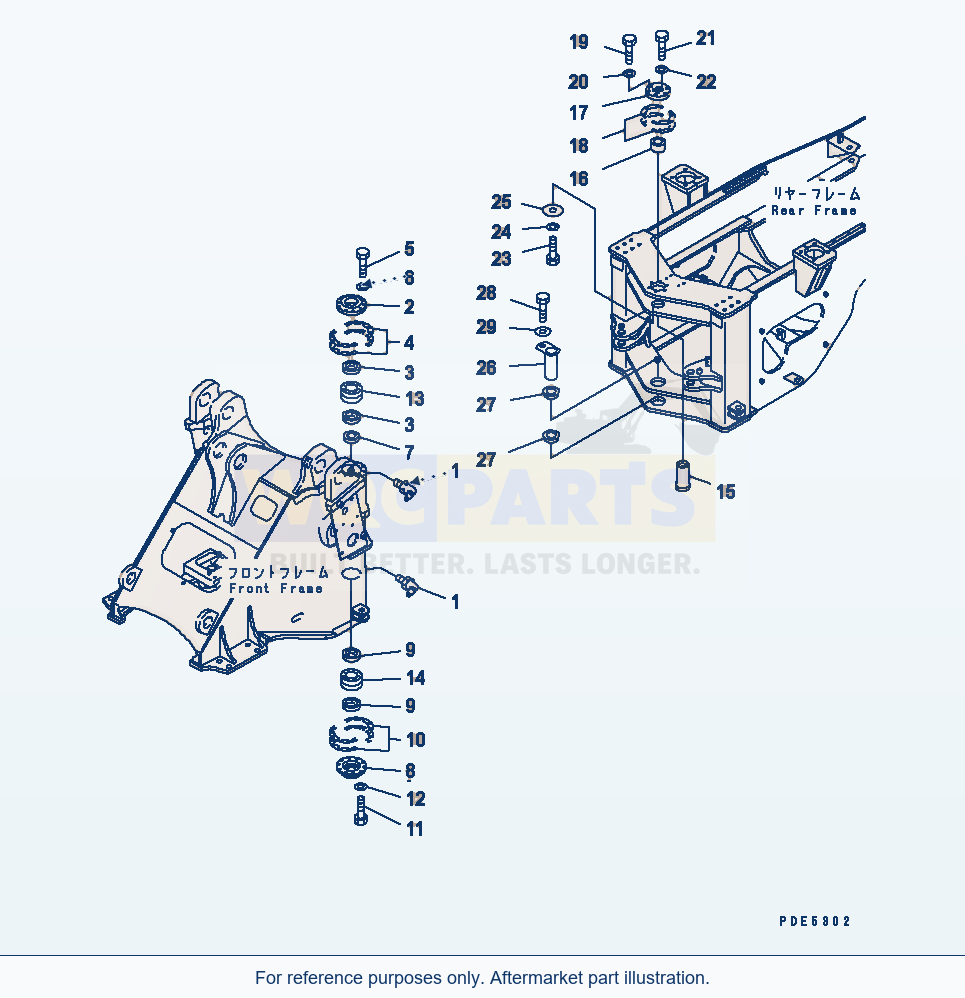 Komatsu WA380-3 Hinge Pin (For Front And Rear Frame Connecting) parts diagram
