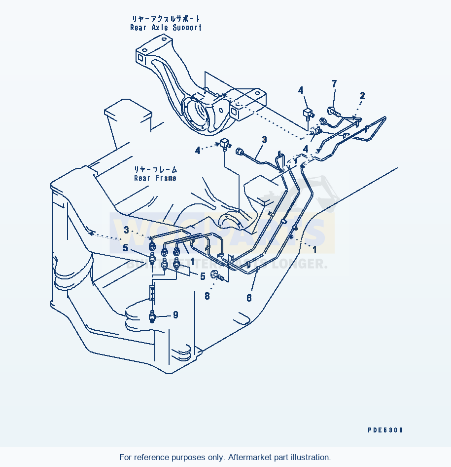 Komatsu WA380-3 Remote Grease (Rear Axle Support) parts diagram