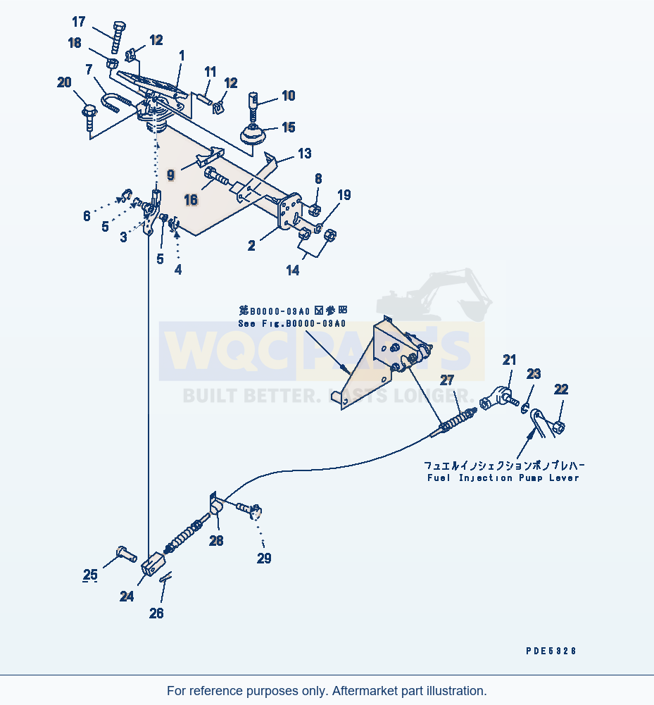 Komatsu WA380-3 Accelerator Pedal And Linkage(#53001-54100) parts diagram