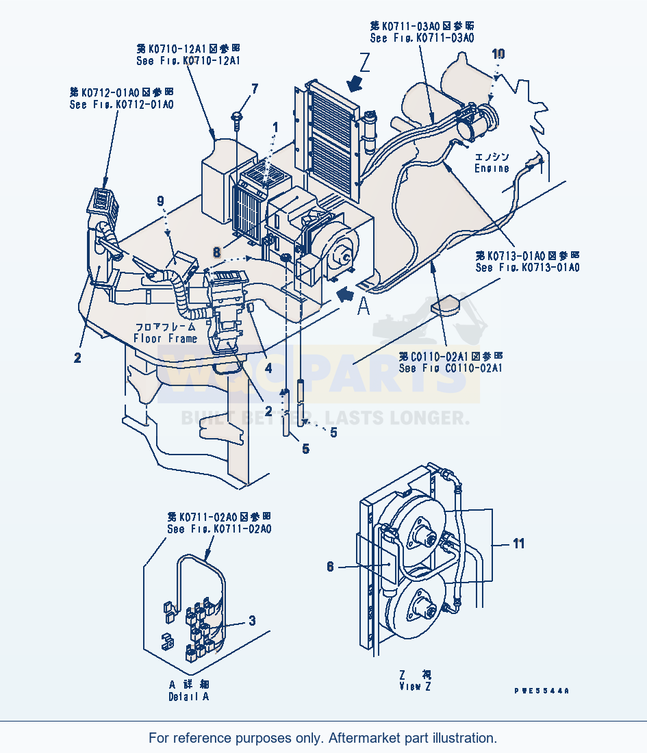 Komatsu WA380-3 Air Conditioner (Air Conditioner Kit) parts diagram