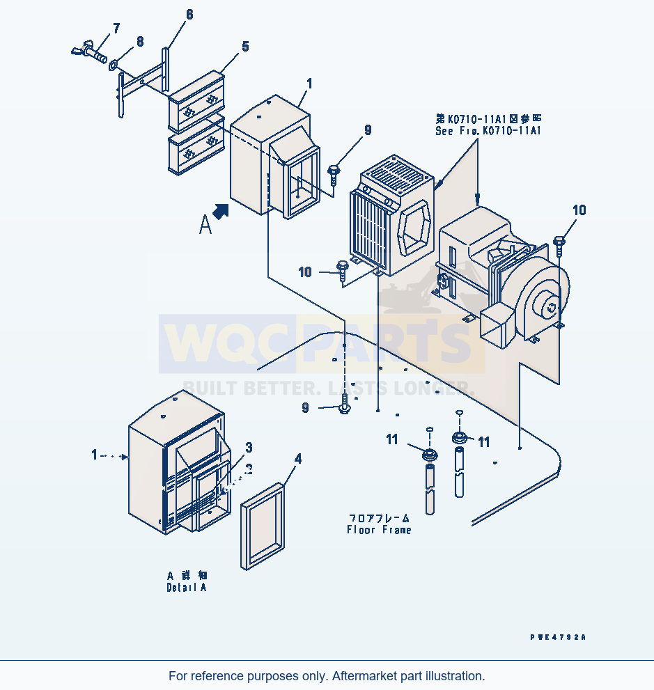Komatsu WA380-3 Air Conditioner (Console Box) parts diagram