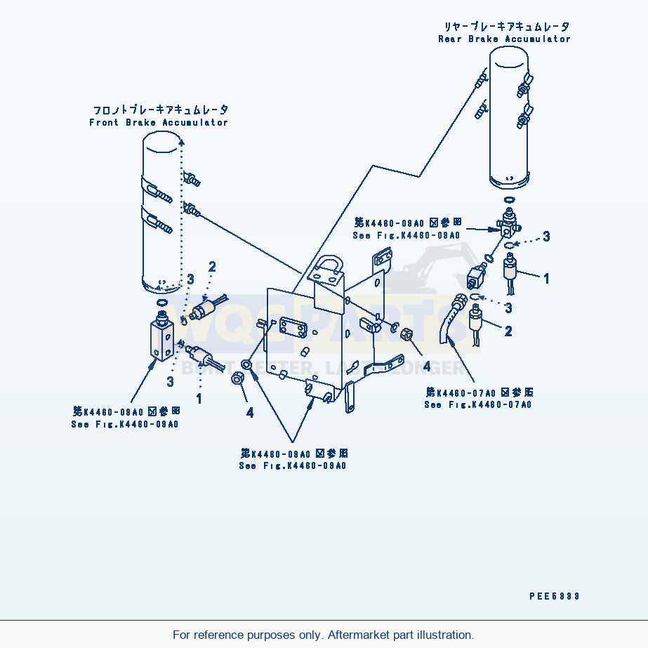 Komatsu WA380-3 Brake Control (Accumulator Mounting And Sensor) parts diagram