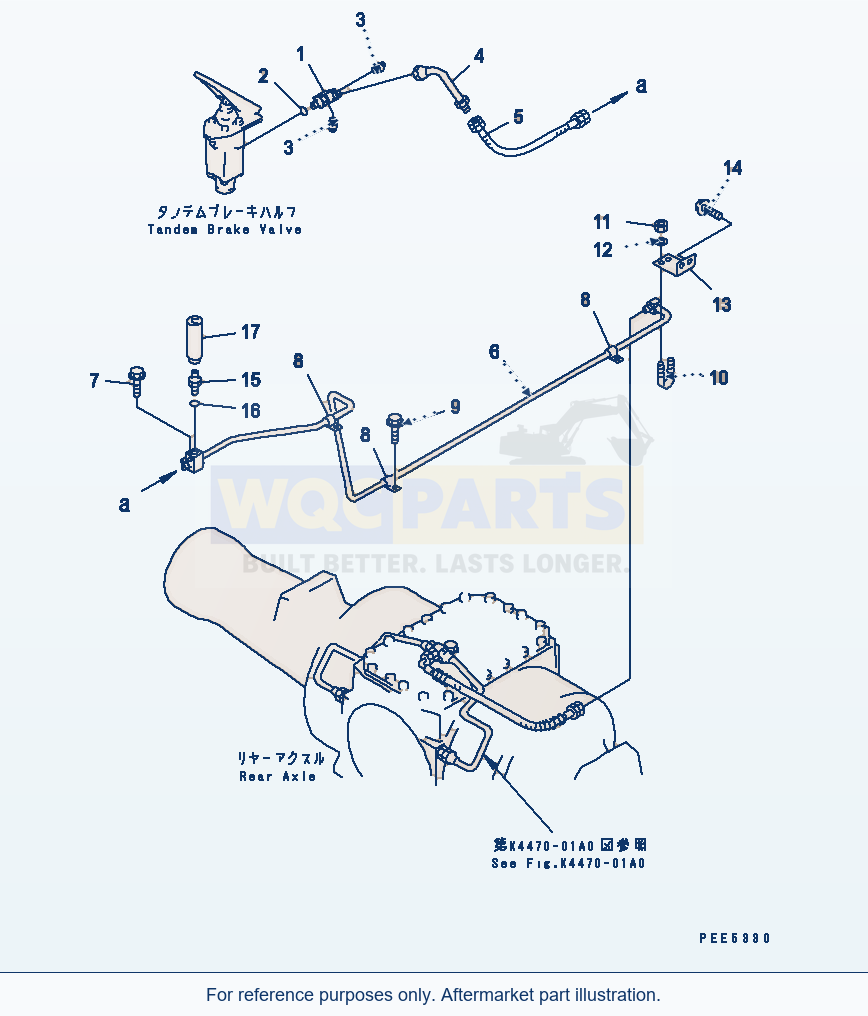 Komatsu WA380-3 Brake Control (Rear Brake Line) parts diagram