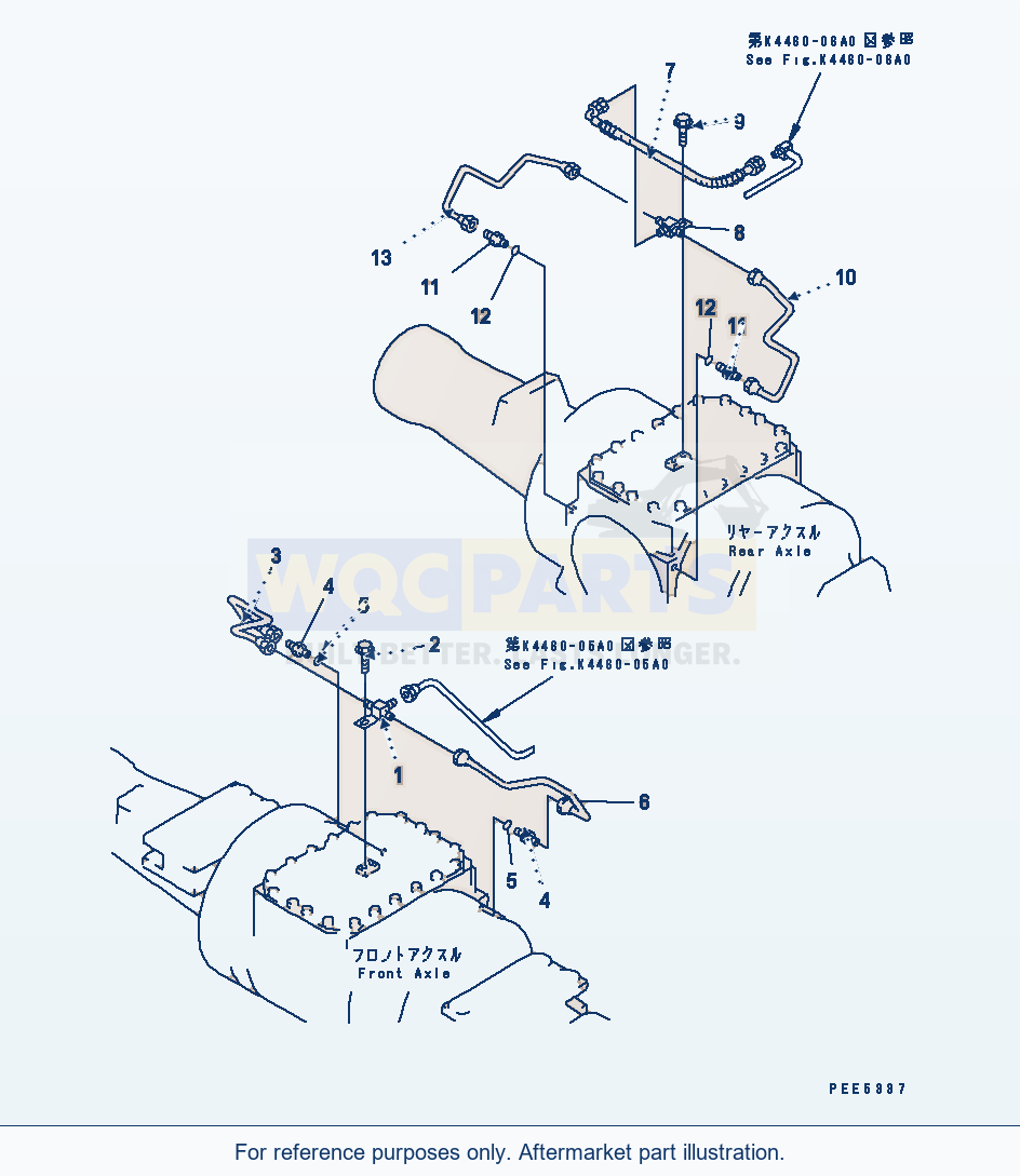 Komatsu WA380-3 Brake Oil Piping (Axle Line) parts diagram