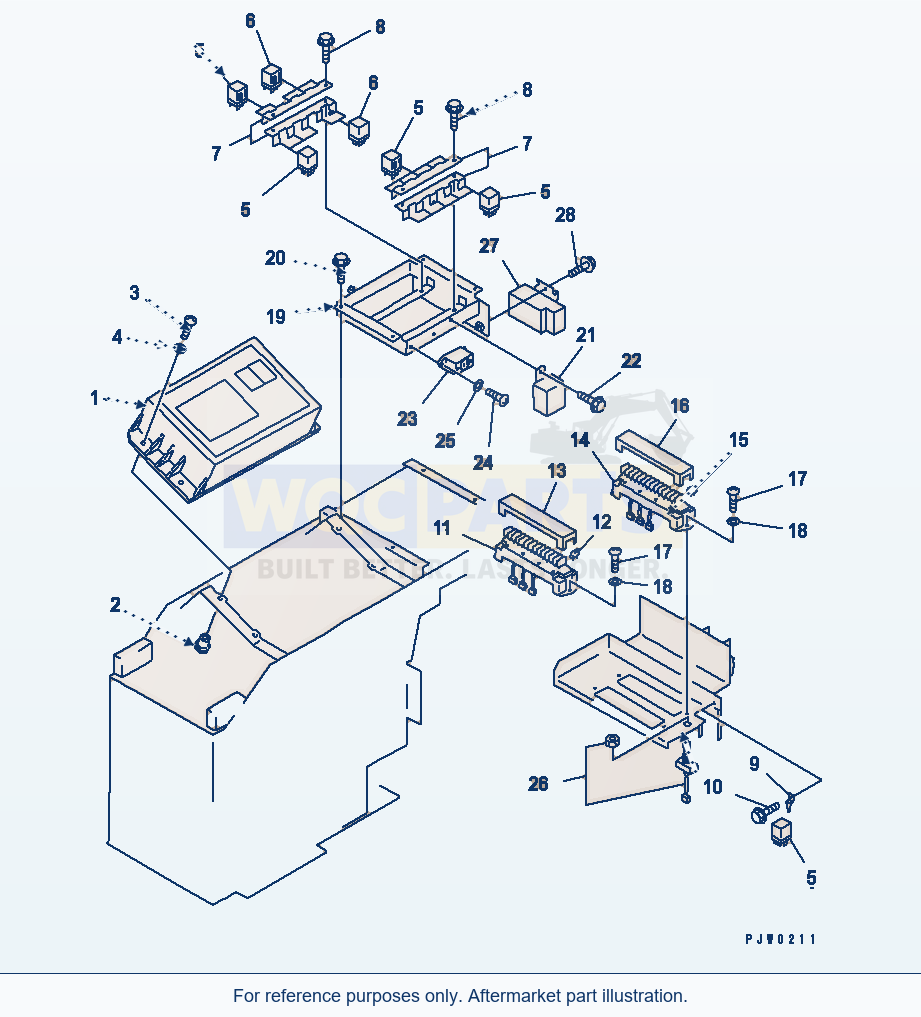 Komatsu WA380-3 Floor Harness (R.H. Console Box)(#53001-54100) parts diagram