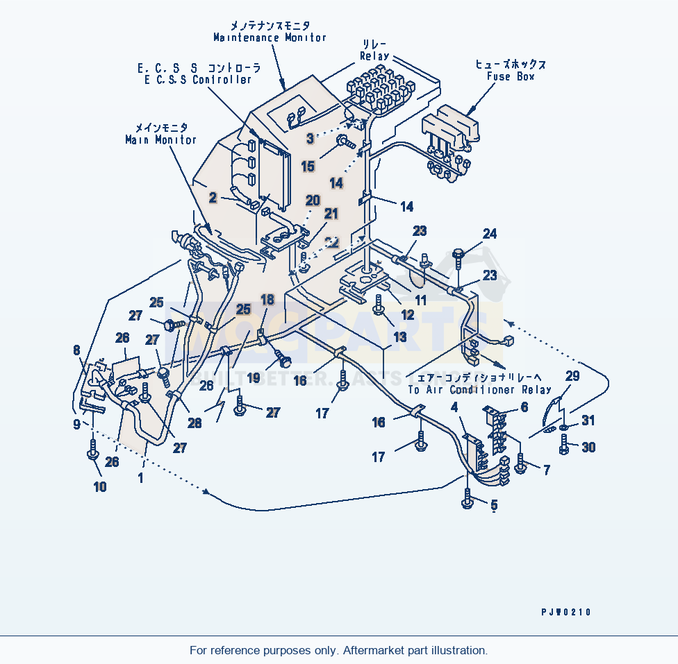 Komatsu WA380-3 Floor Harness (With E.C.S.S.)(#54001-) parts diagram