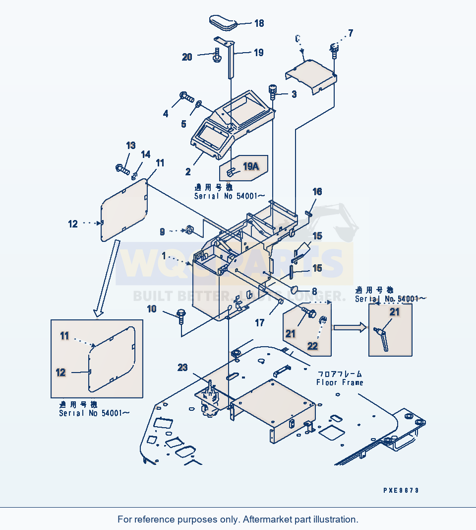 Komatsu WA380-3 Floor (R.H. Console Box)(#53001-54100) parts diagram