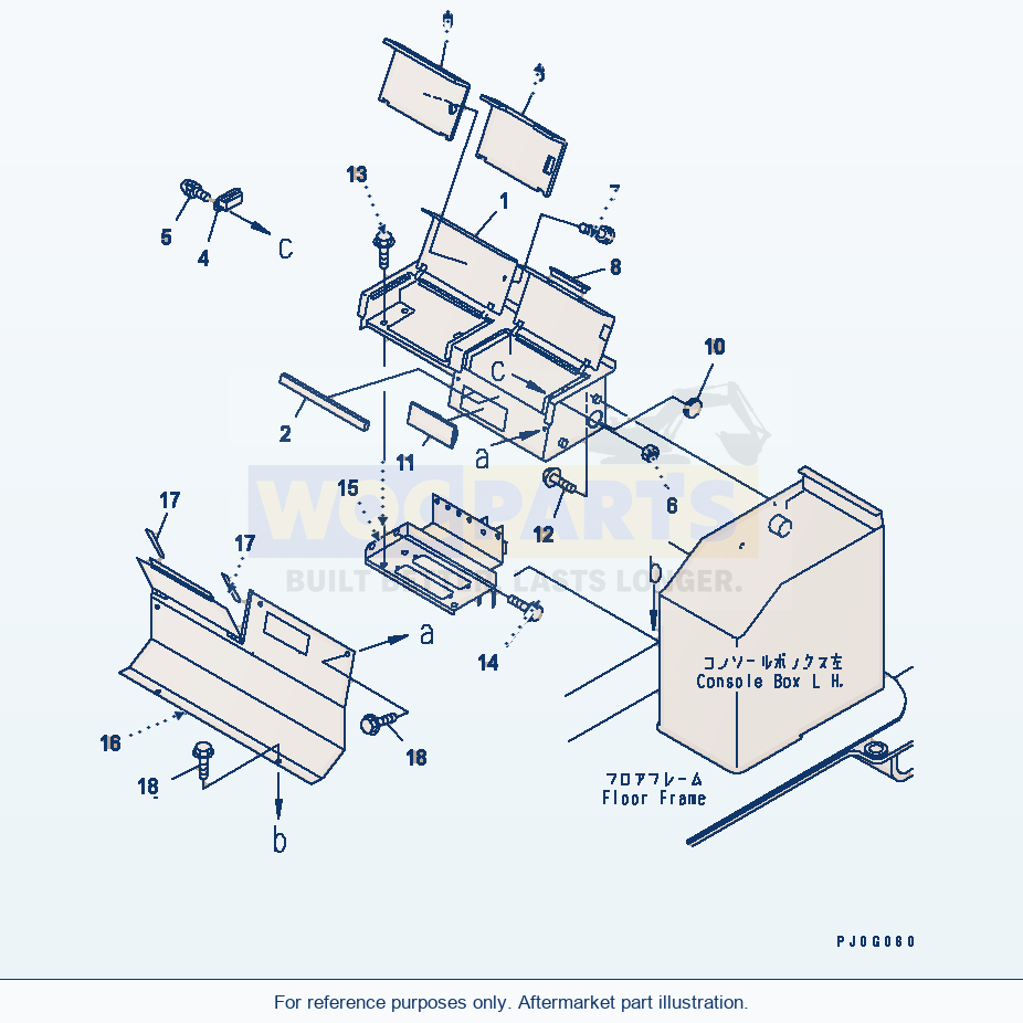 Komatsu WA380-3 Floor (Rear Console Box)(#54101-) parts diagram